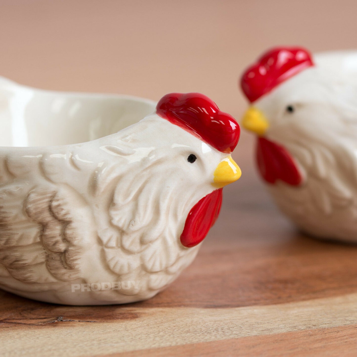 Set of 2 Country Hens Ceramic Egg Cups