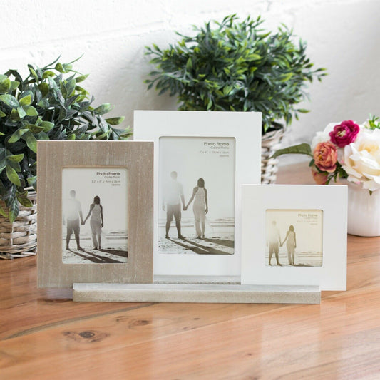 Triple 3 Photo Free-Standing Wooden Multi Picture Frame