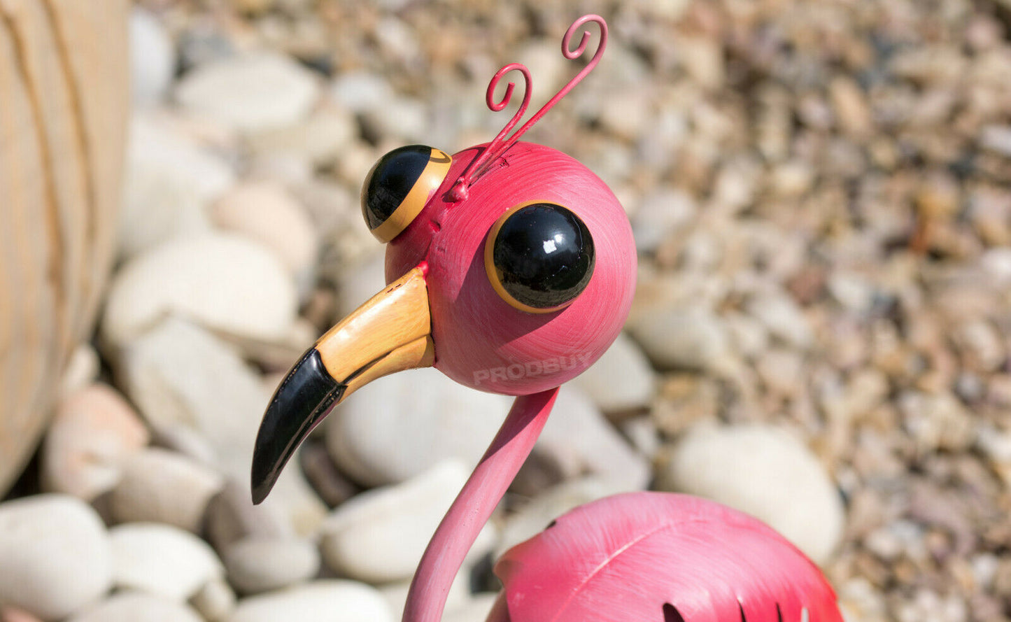 Cartoon Big Eyes Pink Flamingo Garden Ornament