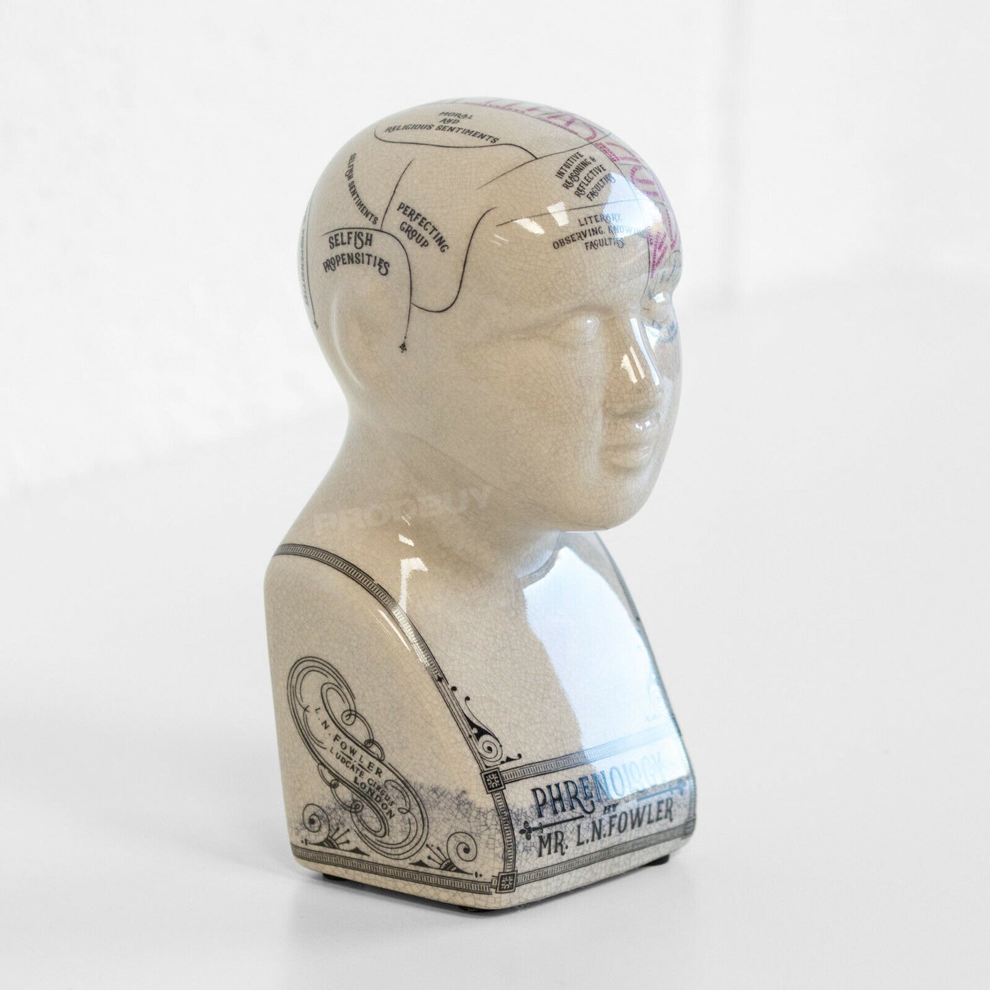 Small Phrenology Head Ceramic Ornament