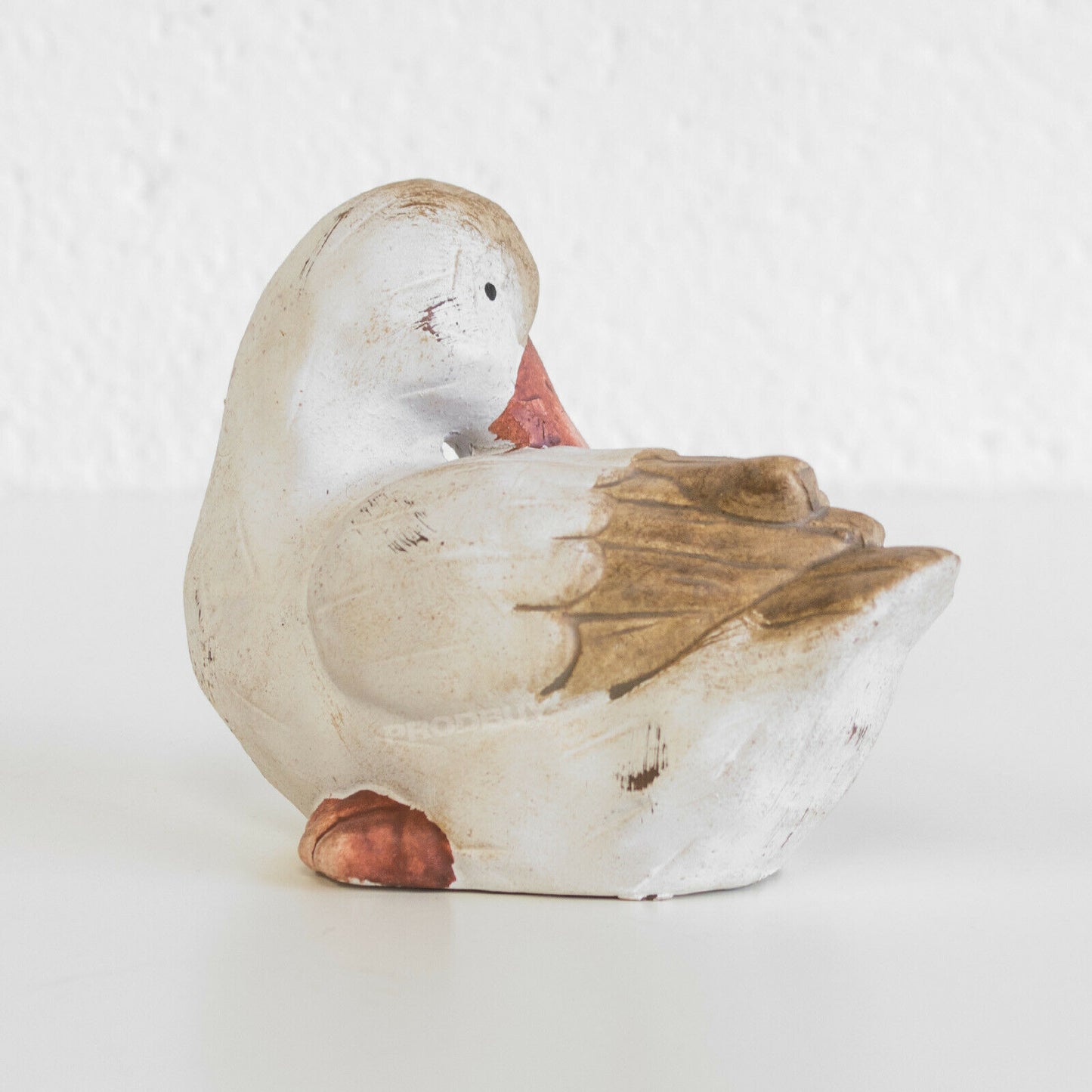 Cute Duck Small Brown & White Ceramic 14cm