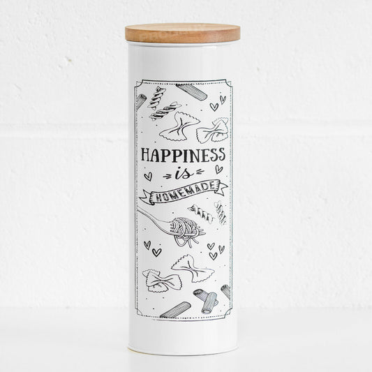 Tall White "Happiness Is Homemade" Spaghetti Tin