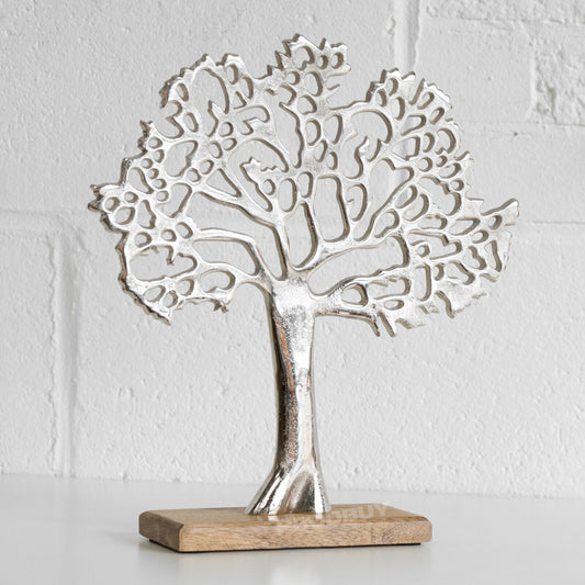 Silver Colour Aluminium Tree of Life 34cm Ornament