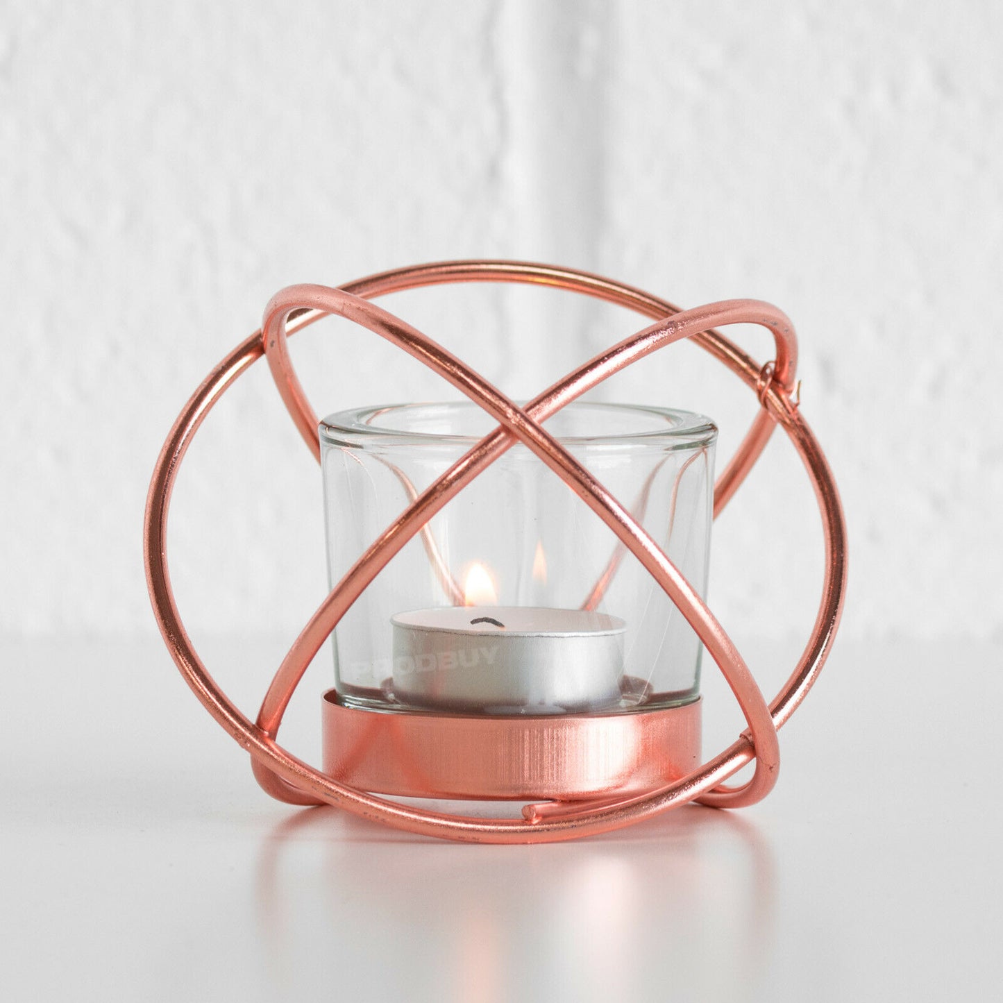 Set of 2 Copper Wire Glass Tealight Candle Holders