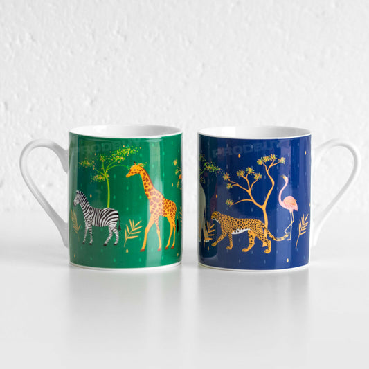 Set of 2 Safari Animal Coffee Mugs