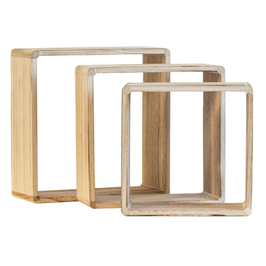 Set of 3 Floating Wall Cubes Square Mounted Shelving