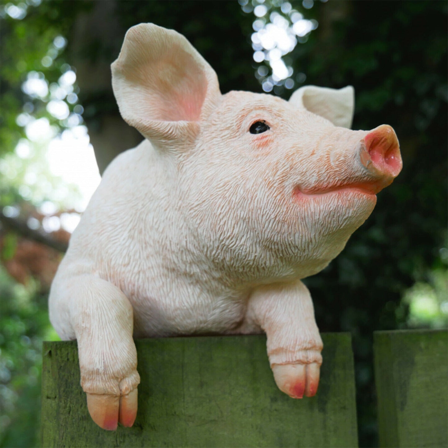 Fence Hanging Pink Pig Ornament