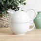 300ml Glazed White Porcelain Tea for One Set Small Teapot