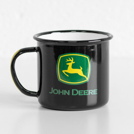 John Deere Black Enamel Mug