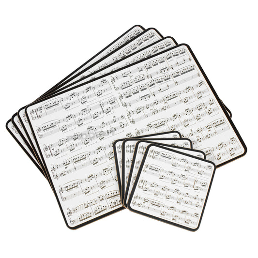 Set of 4 Music Piano Sheet Notes Placemats & Coasters Table Settings Mats