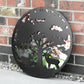 Stags & Tree Round 50cm Black Metal Garden Mirror