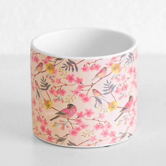 Cherry Blossom Floral Ceramic Indoor Small 12cm Round Plant Pot