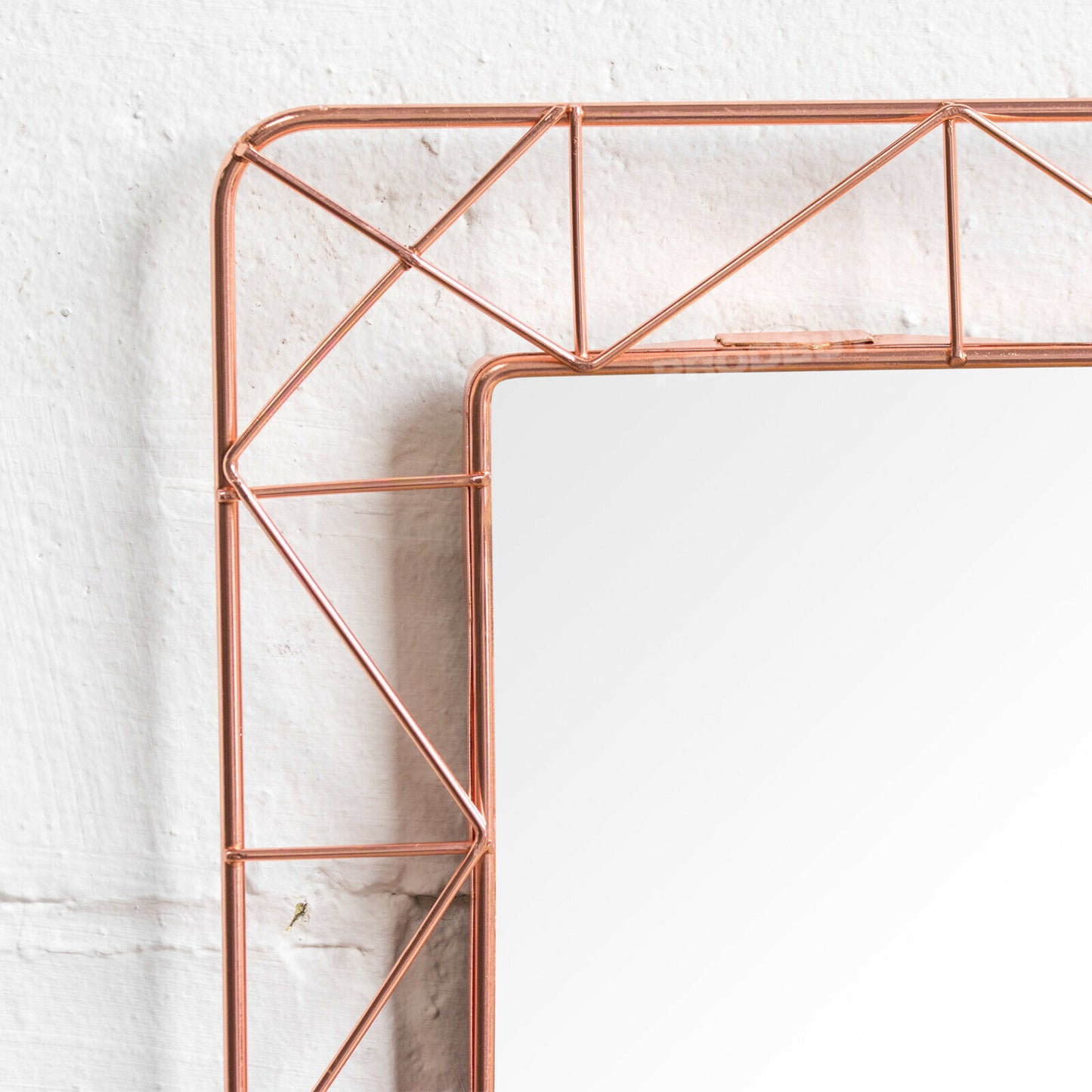 Copper Colour Metal Wall Mirror Large Rectangle 55cm