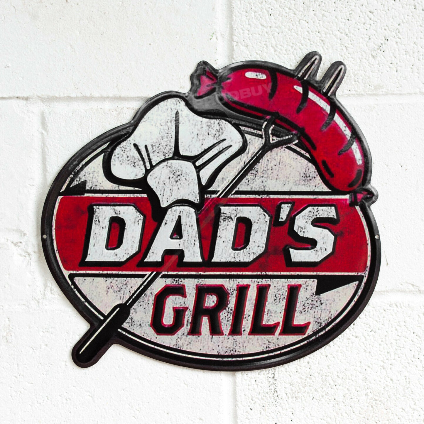 'Dad's Grill' Large 38cm Metal Wall Sign