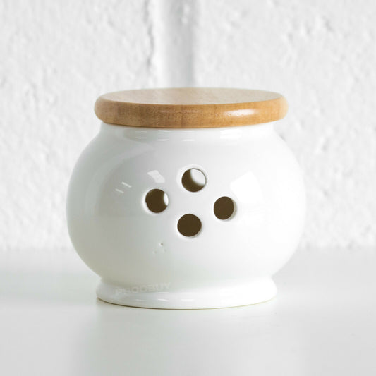 Garlic Pot with Wooden Lid