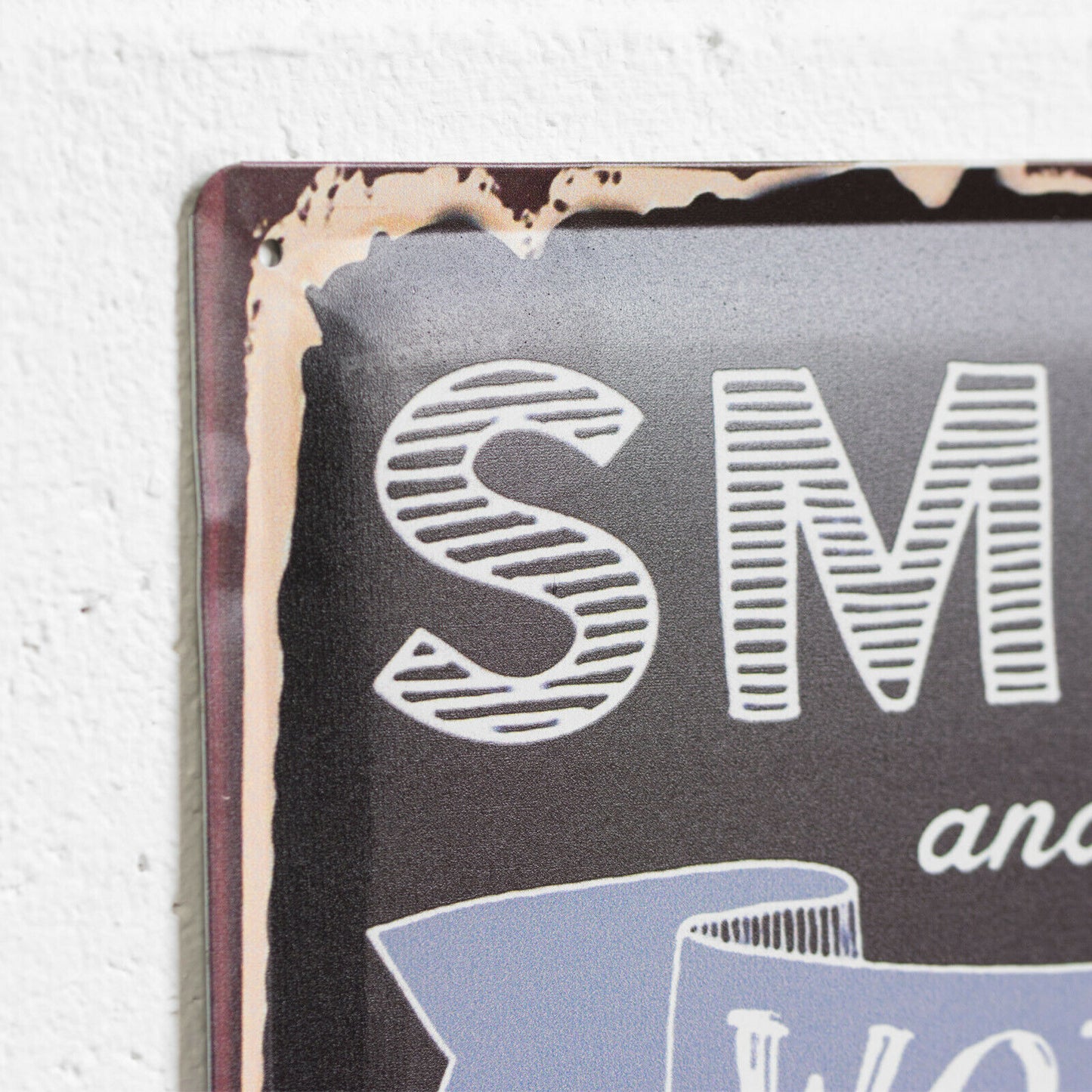 Smile & The World Smiles With You Metal Wall Decor Art Sign