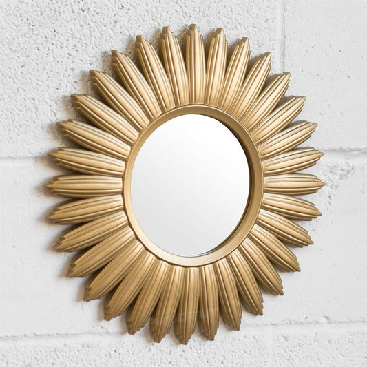Gold Sunburst 40cm Round Small Round Wall Mirror