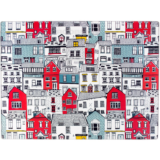 Coastal Houses Glass Chopping Board 40cm x 30cm