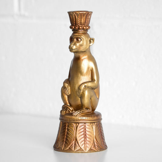 Monkey Tapered Candle Stick Holder Gold Resin Animal
