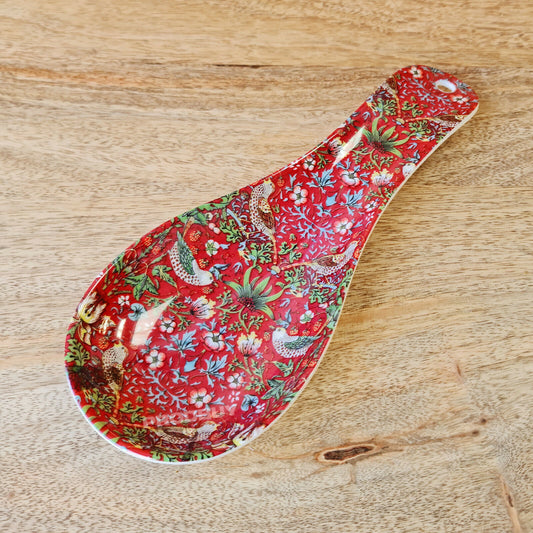 Red 'Strawberry Thief' Melamine Spoon Rest