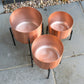 Set of 3 Large Brushed Copper Planters On Stands