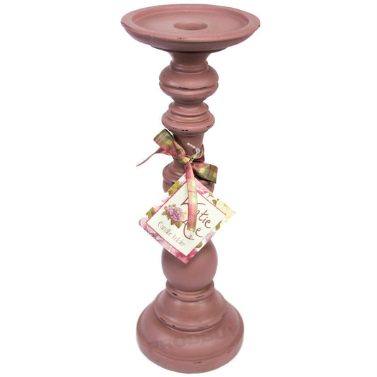 Katie Alice Pillar Candlestick Holder Burgundy 30cm Tall