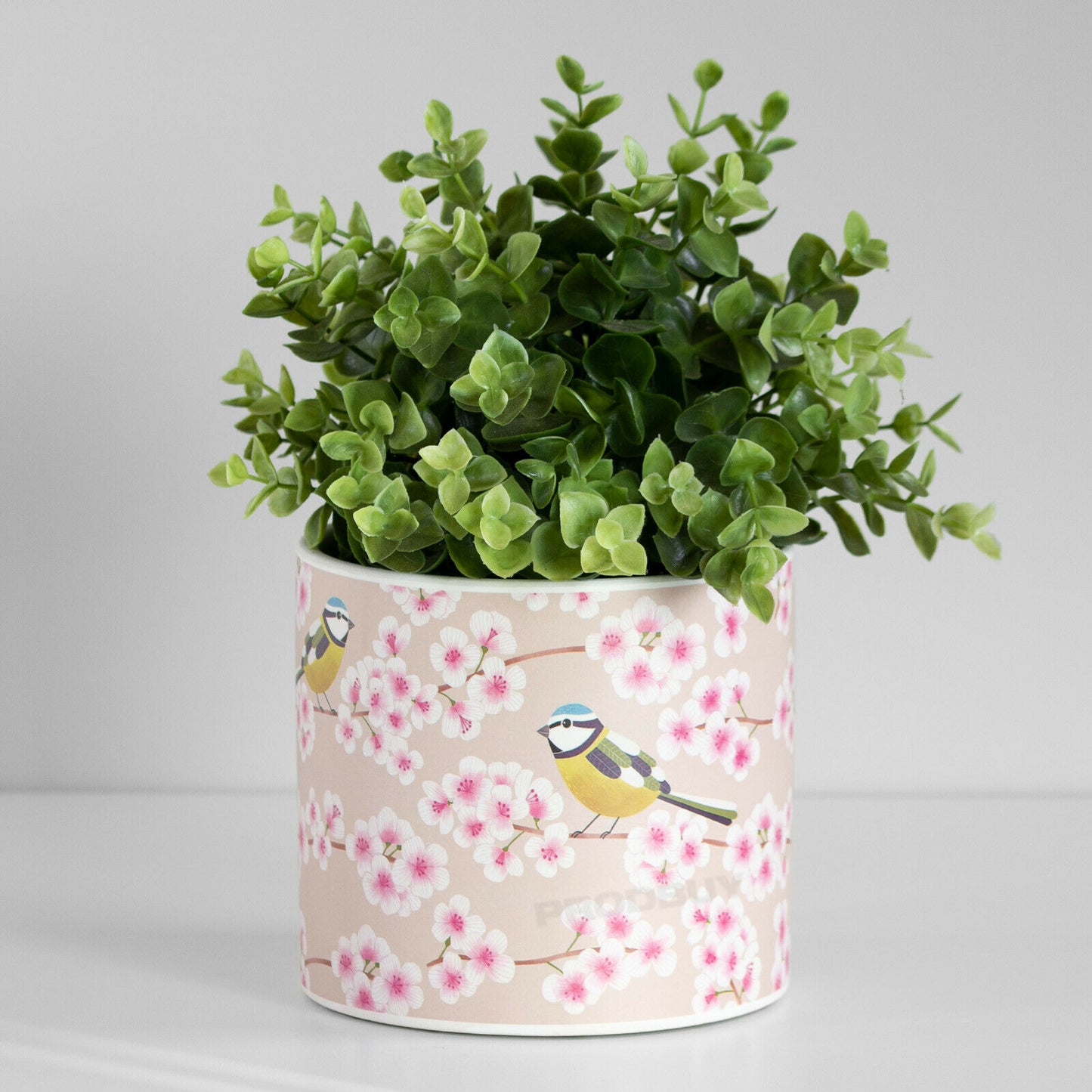 Pink Blossom Birds 13.6cm Plant Pot Medium Ceramic Indoor Cover