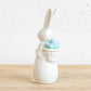 White Porcelain Rabbit with Blue Eggs 18cm Ornament