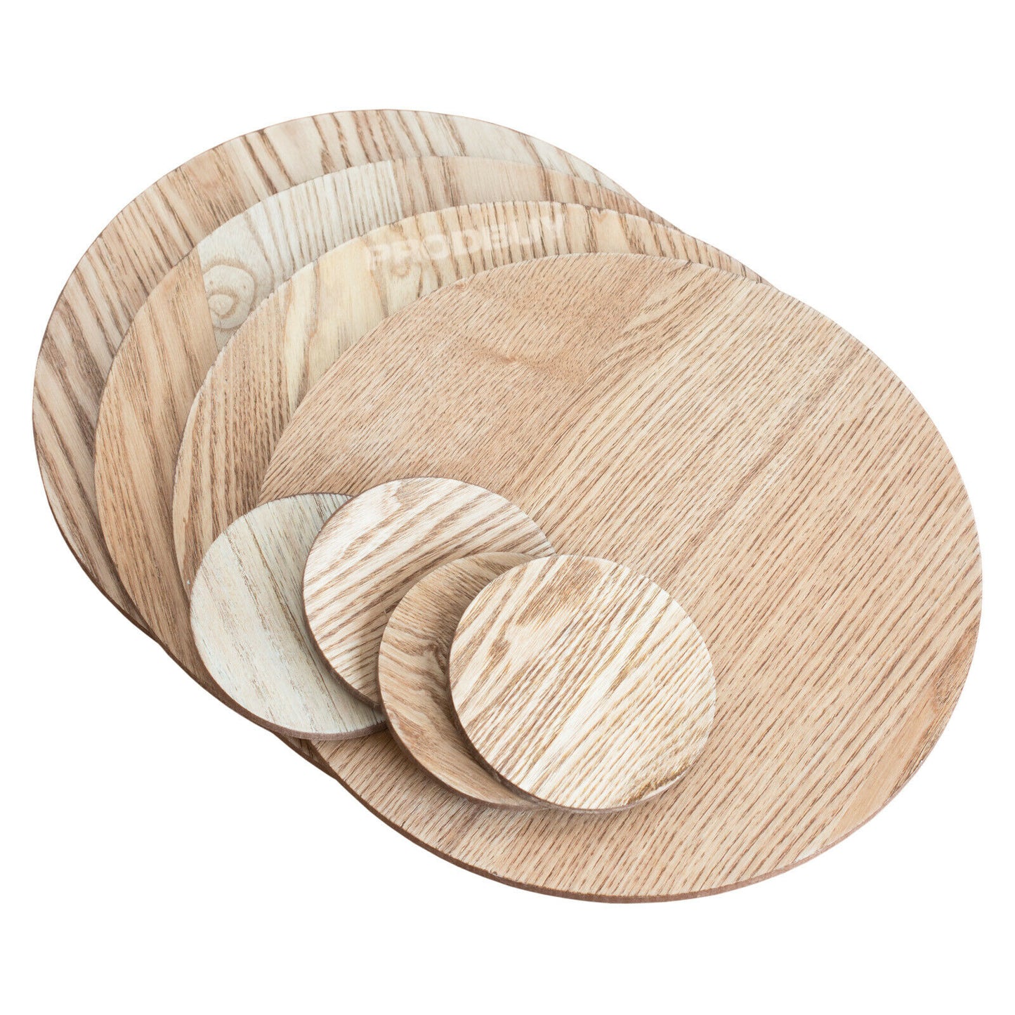 Round Wooden Veneer 4 x Placemats and 4 x Coasters Set