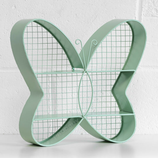 Green Butterfly Shaped 38cm Display Storage Unit with Shelves