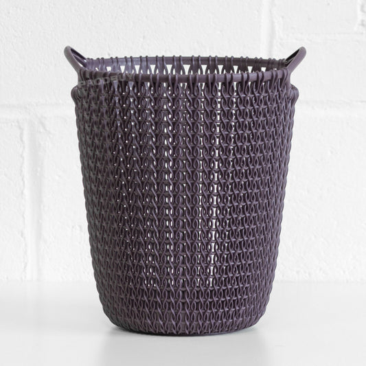 Curver 7 Litre Knit Dark Purple Waste Paper Basket Bin