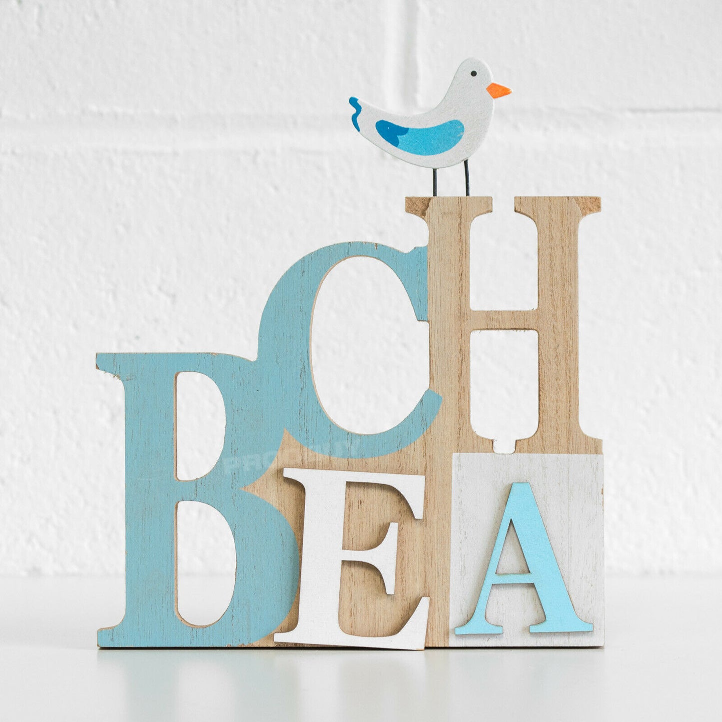 Freestanding Wooden BEACH Word Art Ornament Sign Plaque Bathroom Decoration