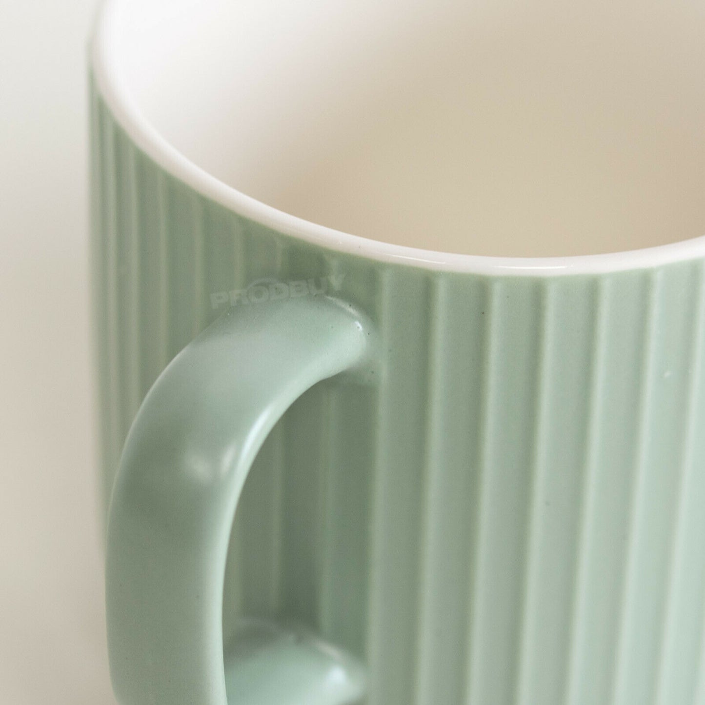 Set of 2 Sage Green Embossed Lines Mugs