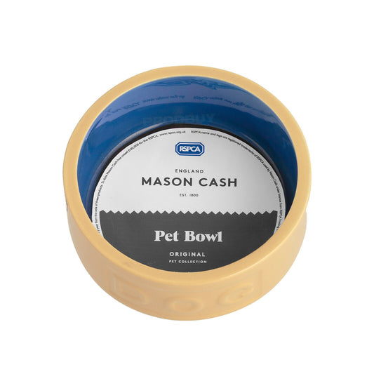 Mason Cash Cane & Blue "DOG" Bowl Small 12.5cm Heavy Pet Food Dish