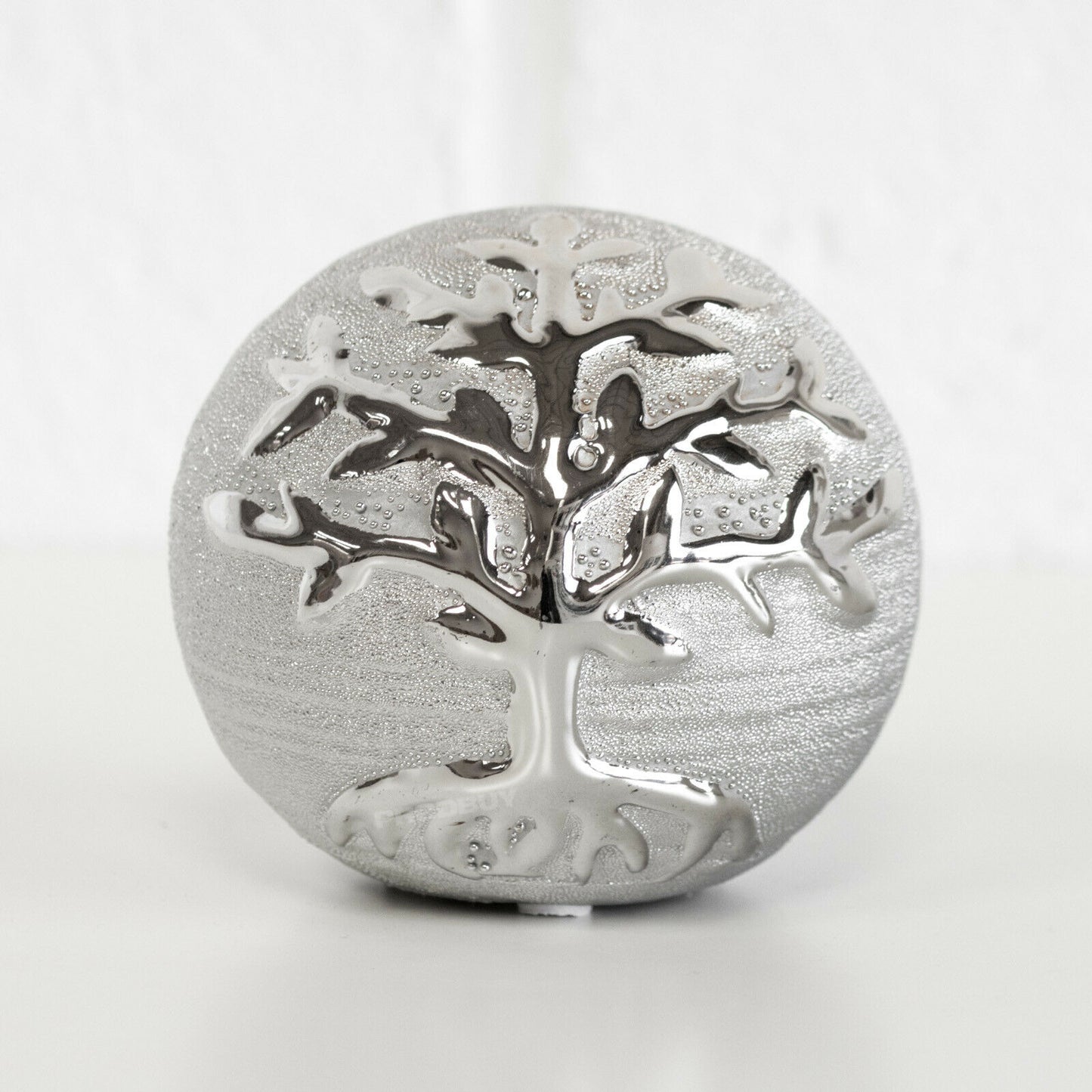 Set of 3 Silver Ornamental Tree Of Life Deco Balls