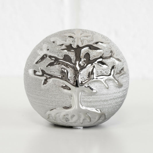 Set of 3 Silver Ornamental Tree Of Life Deco Balls