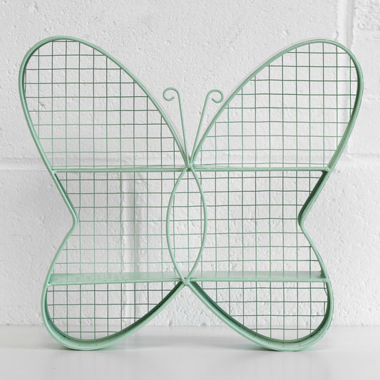 Green Butterfly Shaped 38cm Display Storage Unit with Shelves