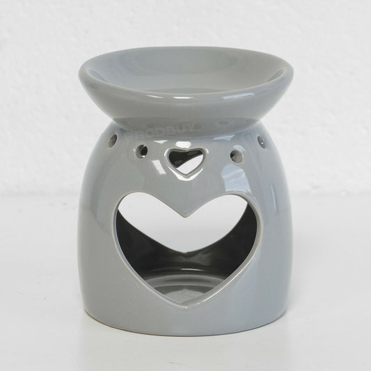 Grey Heart Tealight Candle Holder Oil Burner
