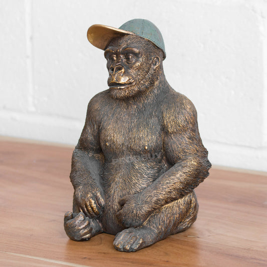 Sitting Gorilla with Baseball Cap Ornament