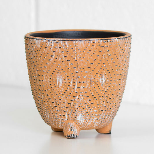 Amber Ceramic Indoor Small 12cm Plant Pot Embossed Dots Design