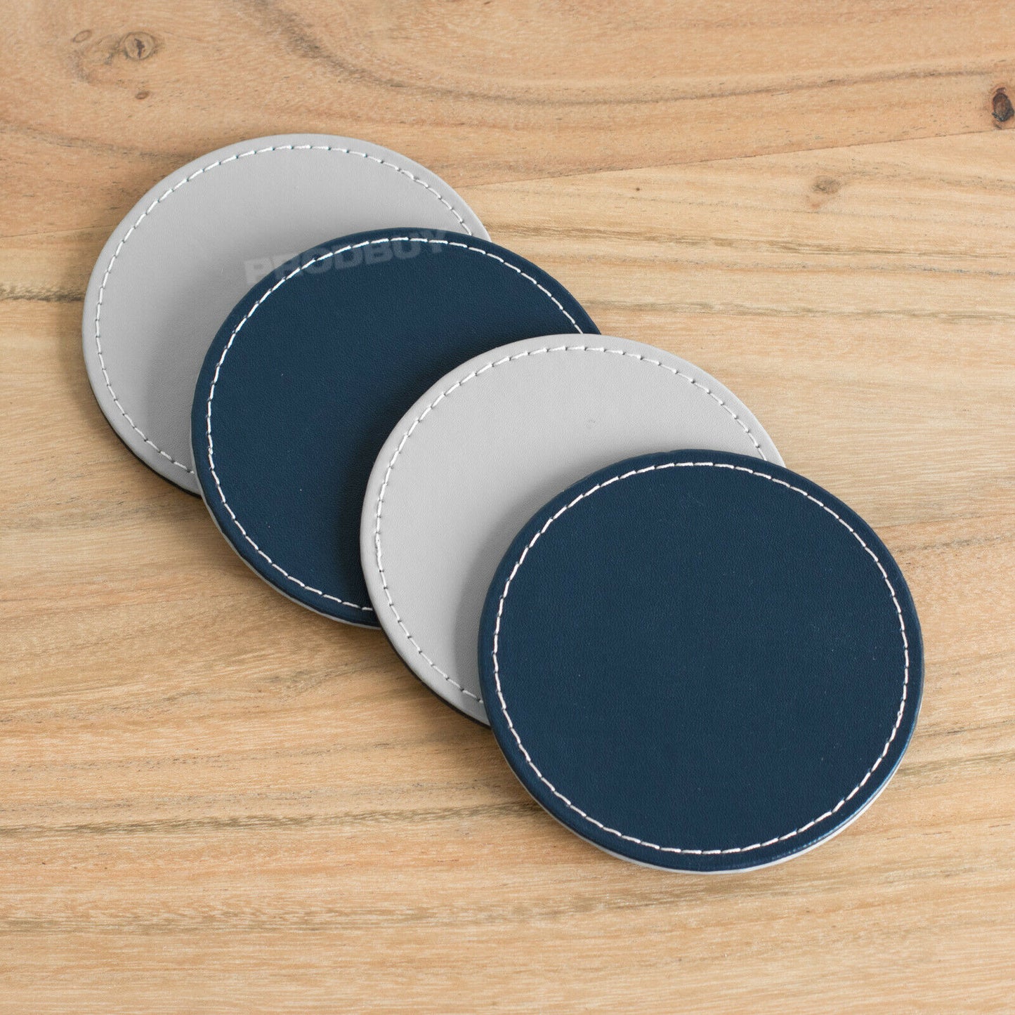 Navy & Grey Reversible Round 4 x Placemats & 4 x Coasters Set