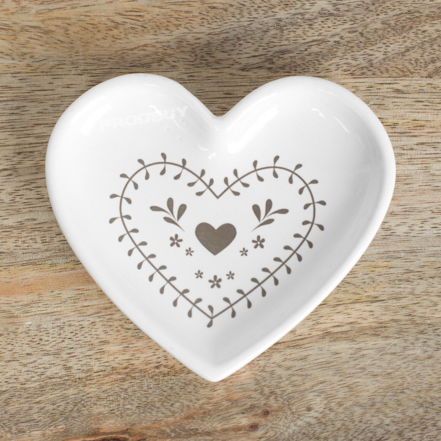 Rustic Floral Heart Ceramic Teabag Tidy