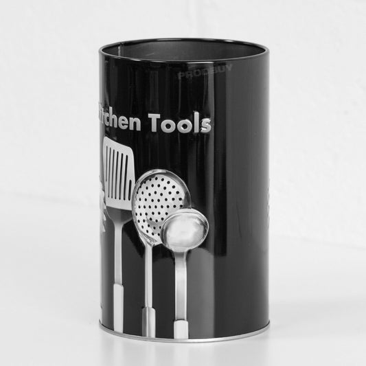 Black Metal 'Kitchen Tools' Utensil Storage Pot