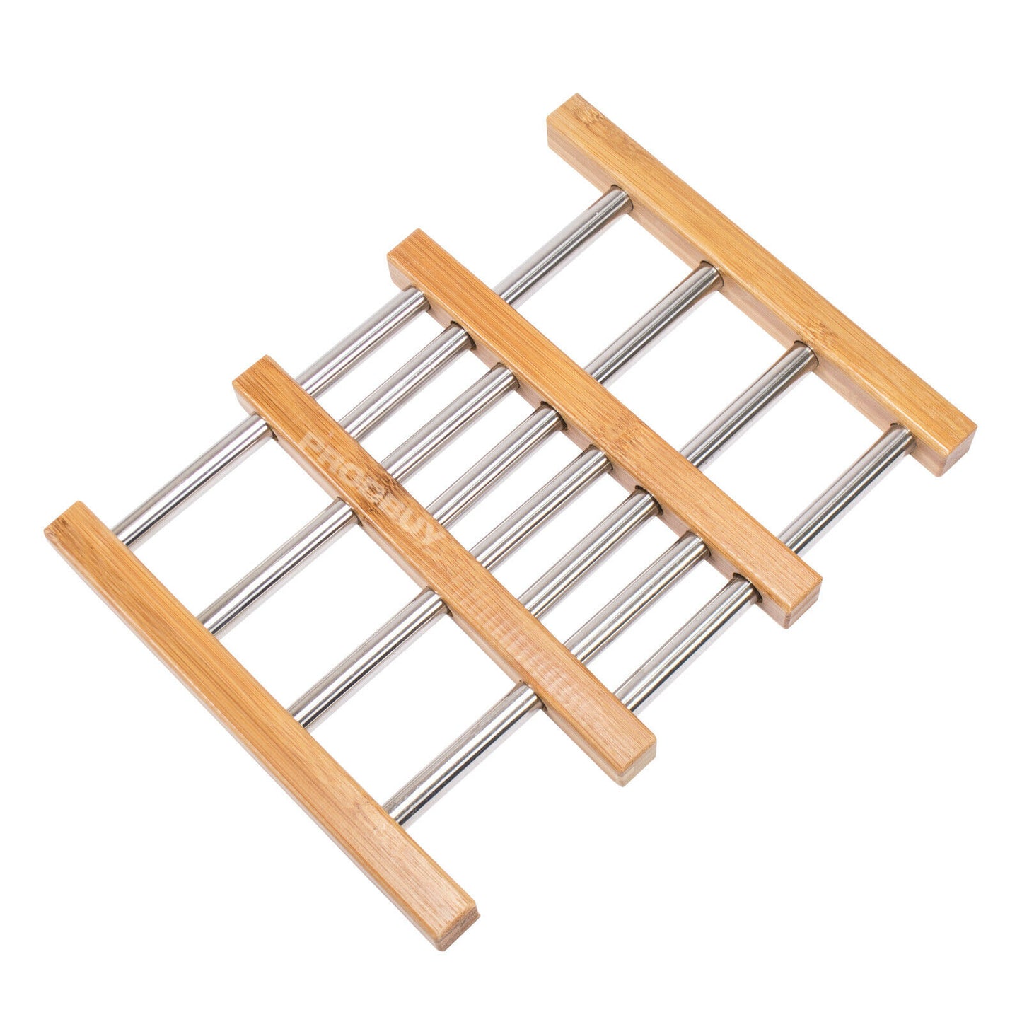 Extendable Kitchen Trivet Stainless Steel & Bamboo Wood