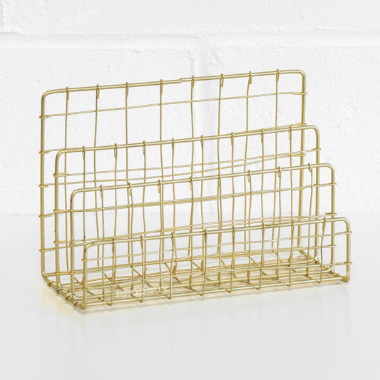 Gold Wire Letter Rack 3 Compartment