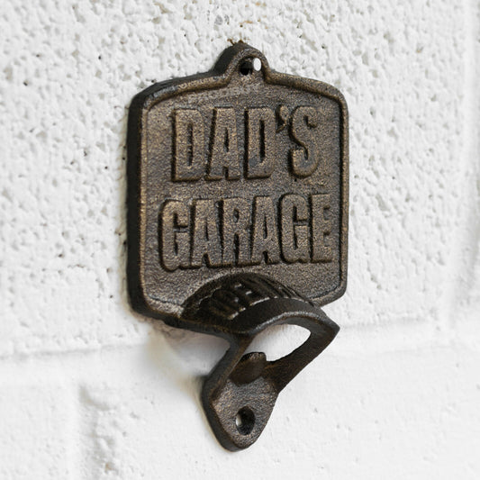 Cast Iron 'Dad's Garage' Wall Mounted Bottle Opener