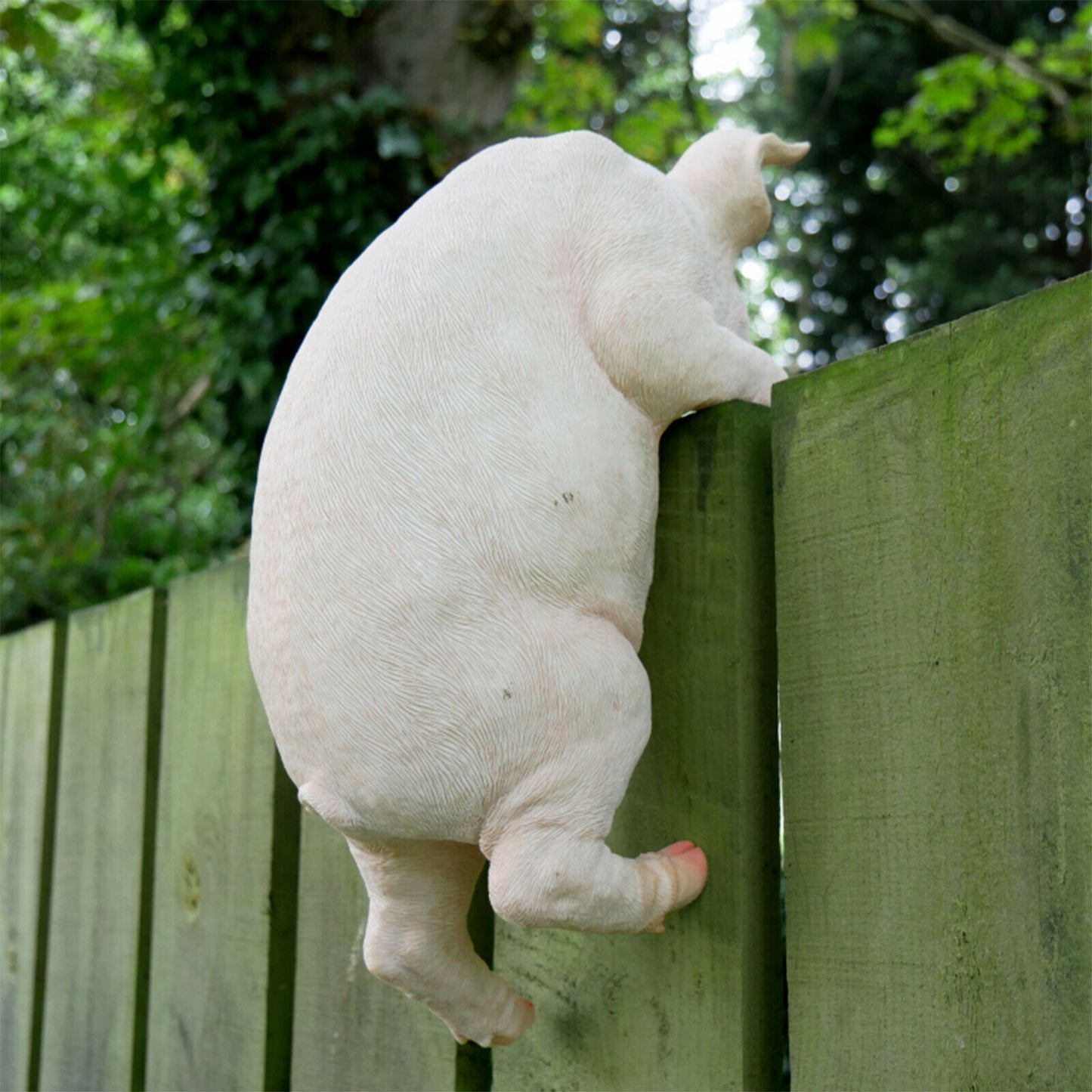 Fence Hanging Pink Pig Ornament