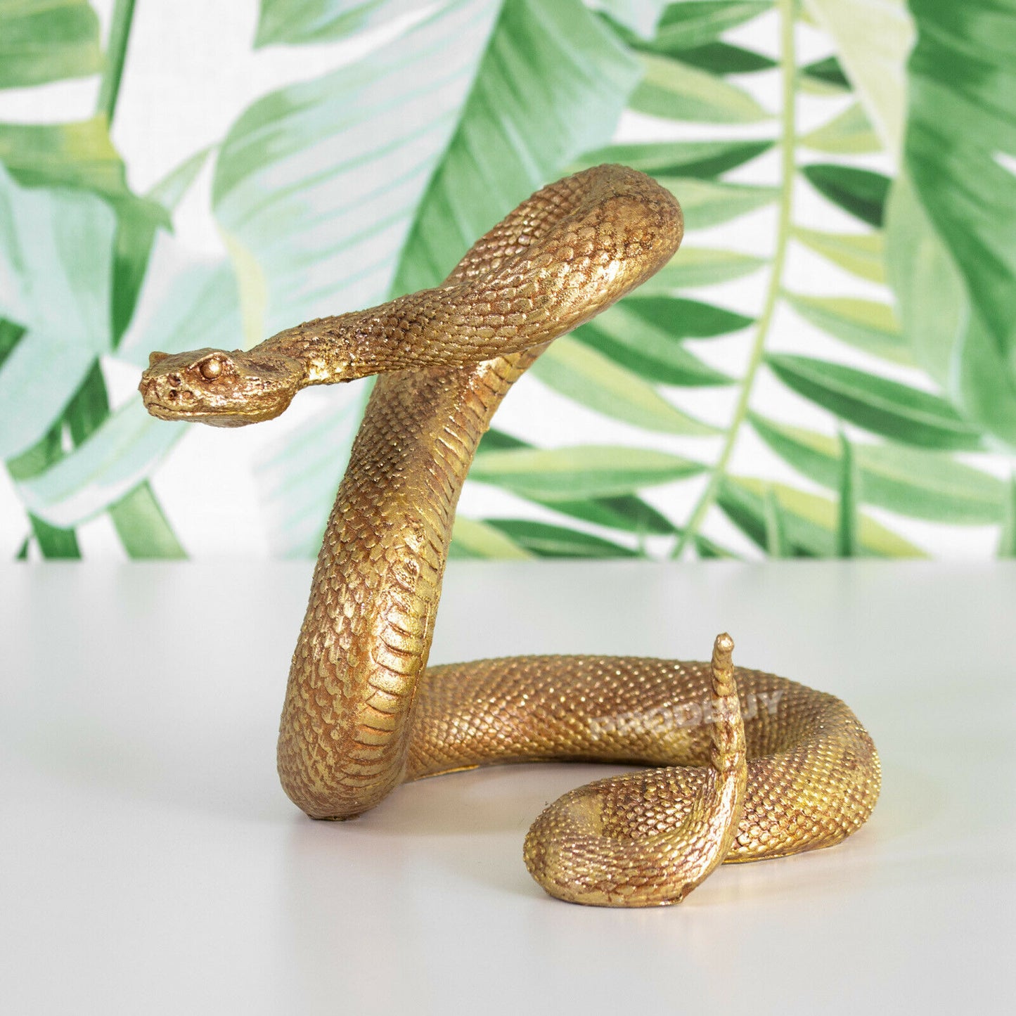 Gold Resin 18cm Coiled Snake Ornament