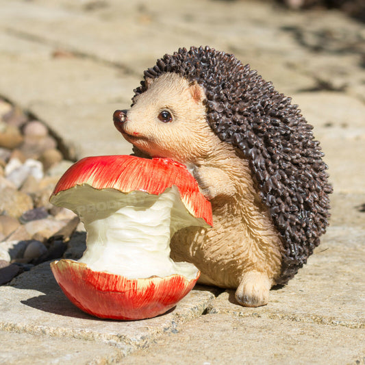 Hedgehog with Apple Resin Garden Ornament