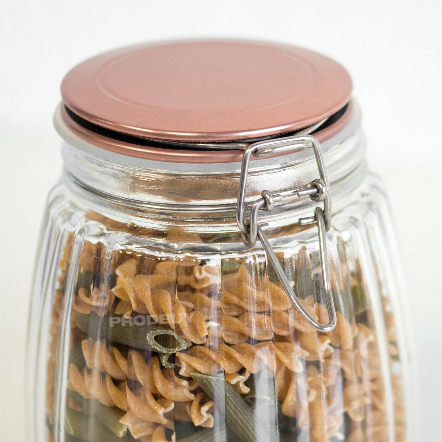 Ribbed Glass Jar With Copper Clip Top Lid